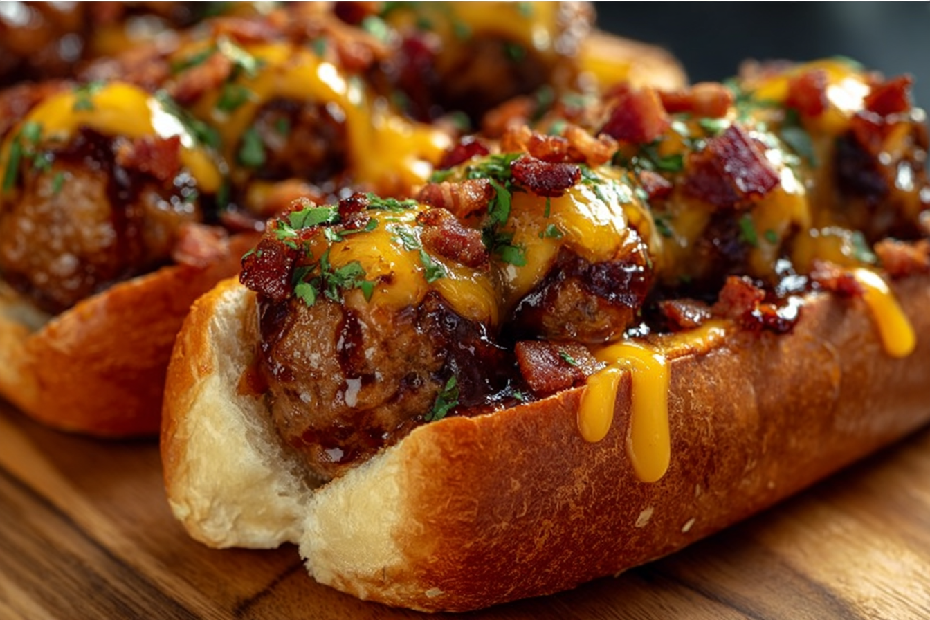 Bacon Cheddar BBQ Meatball Subs