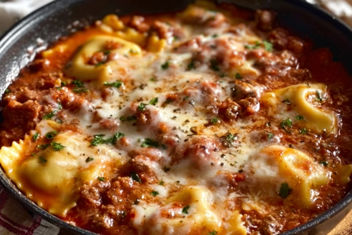 Cheesy Beef Ravioli Skillet
