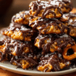 Chocolate Caramel Pretzel Clusters