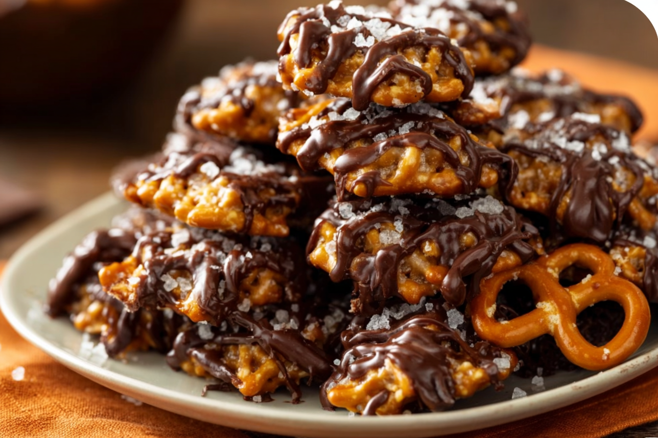 Chocolate Caramel Pretzel Clusters