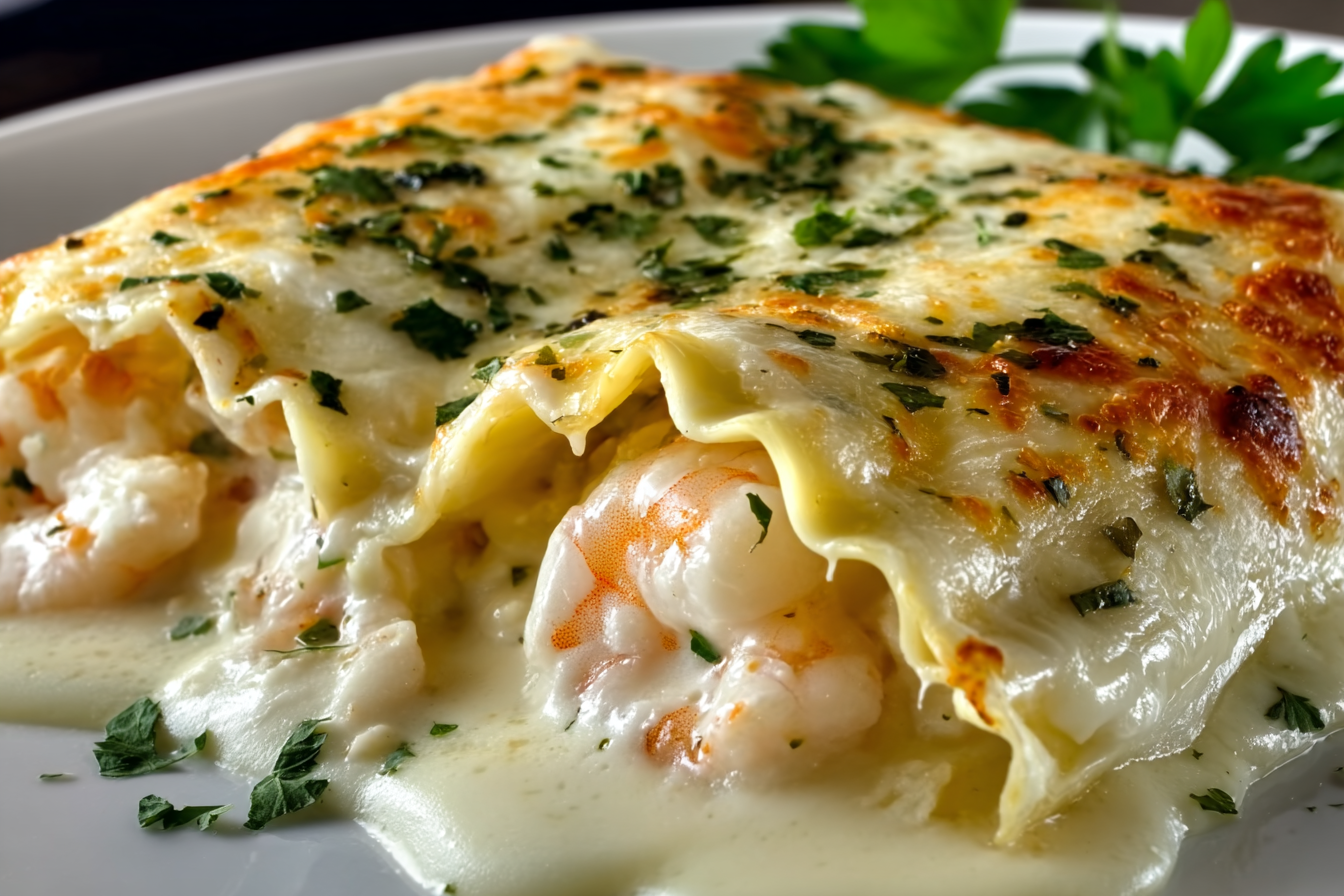 Creamy Shrimp Alfredo Lasagna Rolls