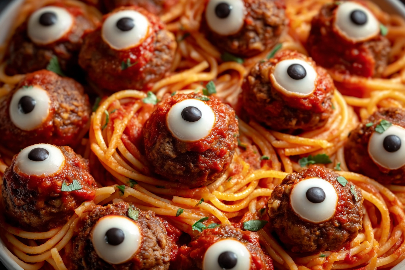 Creepy Eyeball Spaghetti & Meatballs