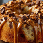 Marble Bundt Cake with Caramel Glaze & Chocolate Crunch
