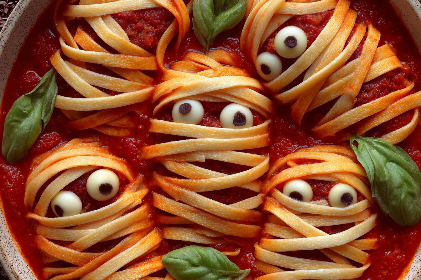 Mummy Sausages in Blood Red Sauce