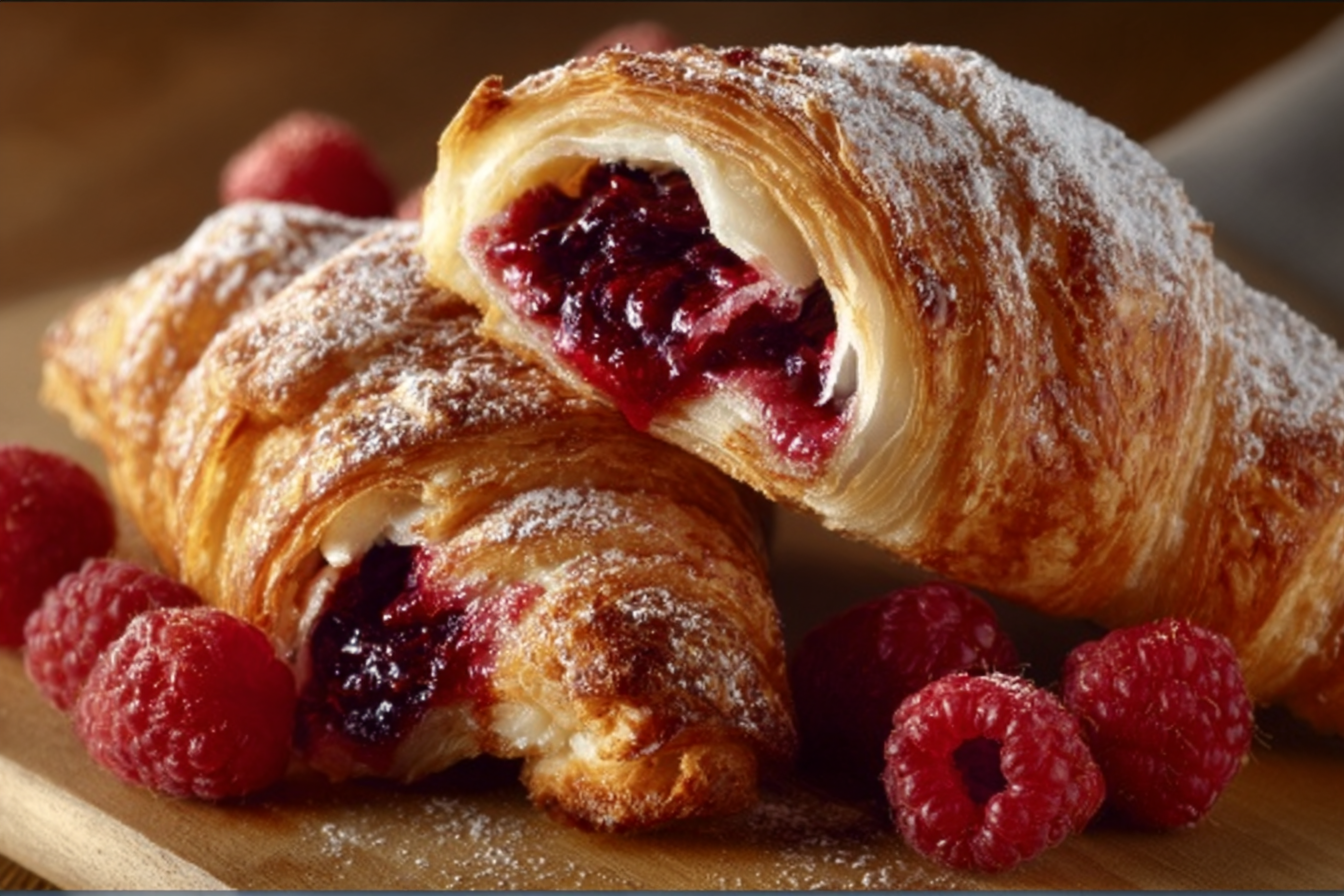Raspberry Jam Filled Croissants