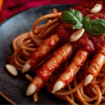 Severed Hand Spaghetti Horror Plate