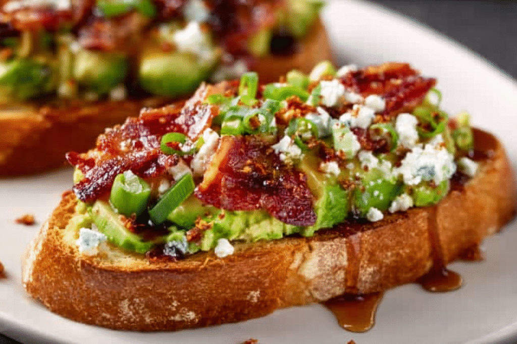 Avocado Bacon Toast with Chili Honey Drizzle