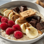 Banana Raspberry Biscoff Oatmeal Bowl