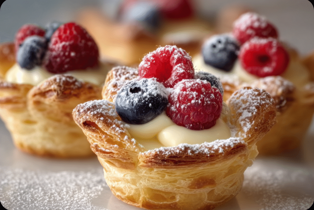 Berry Custard Puff Pastry Cups