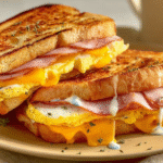 Cheesy Ham & Egg Toast Sandwiches