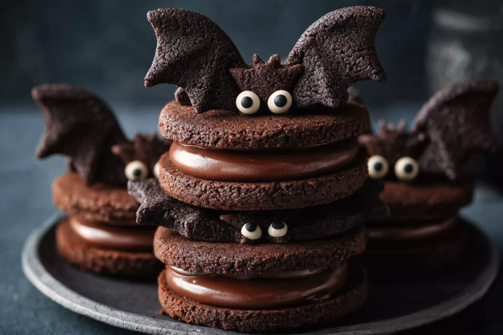 Chocolate Bat Sandwich Cookies 🦇🍪