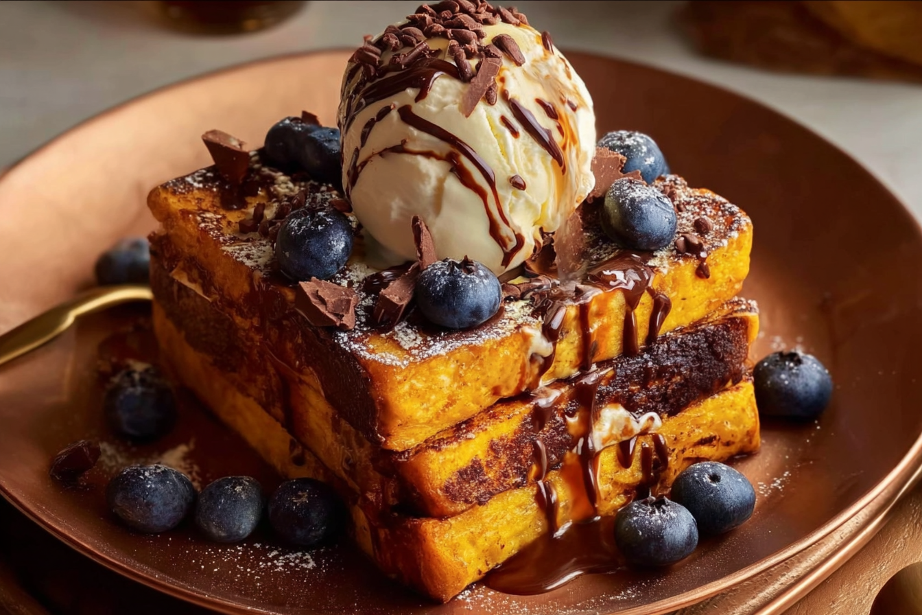 Chocolate Drizzle French Toast Stack