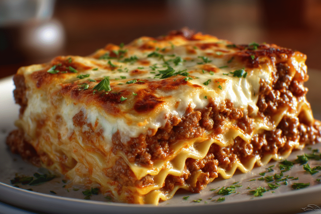 Classic Three-Cheese Beef Lasagna