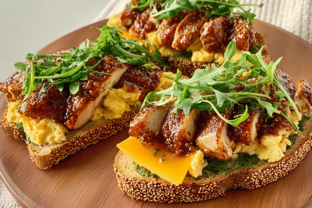 Honey Garlic Chicken Open Sandwiches