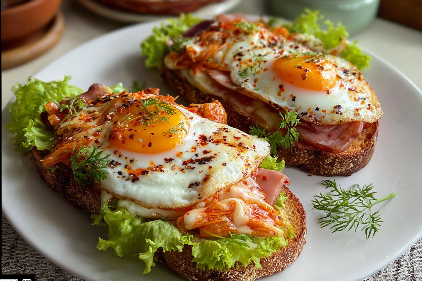 Kimchi & Egg Open-Faced Toasts