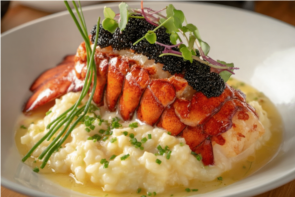 Lobster Tail with Champagne Risotto and Caviar