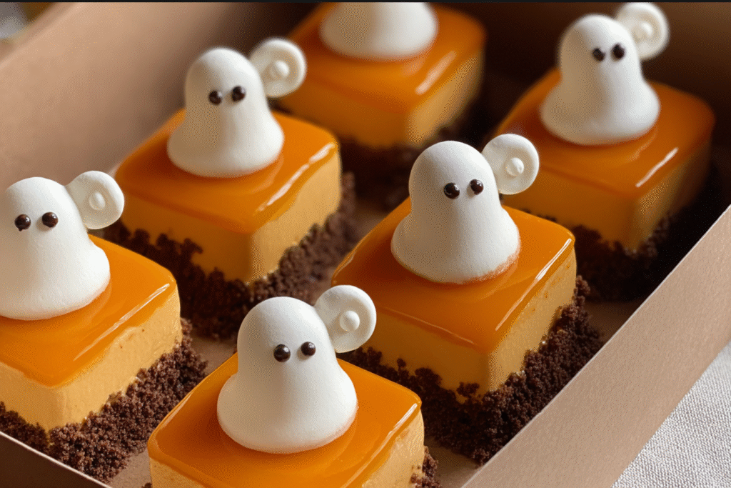 Mini Pumpkin Mousse Ghost Cakes