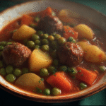 Pea and Meatball Stew with Potatoes and Carrots