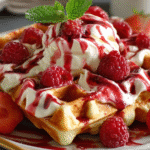 Raspberry Swirl Cream Waffles