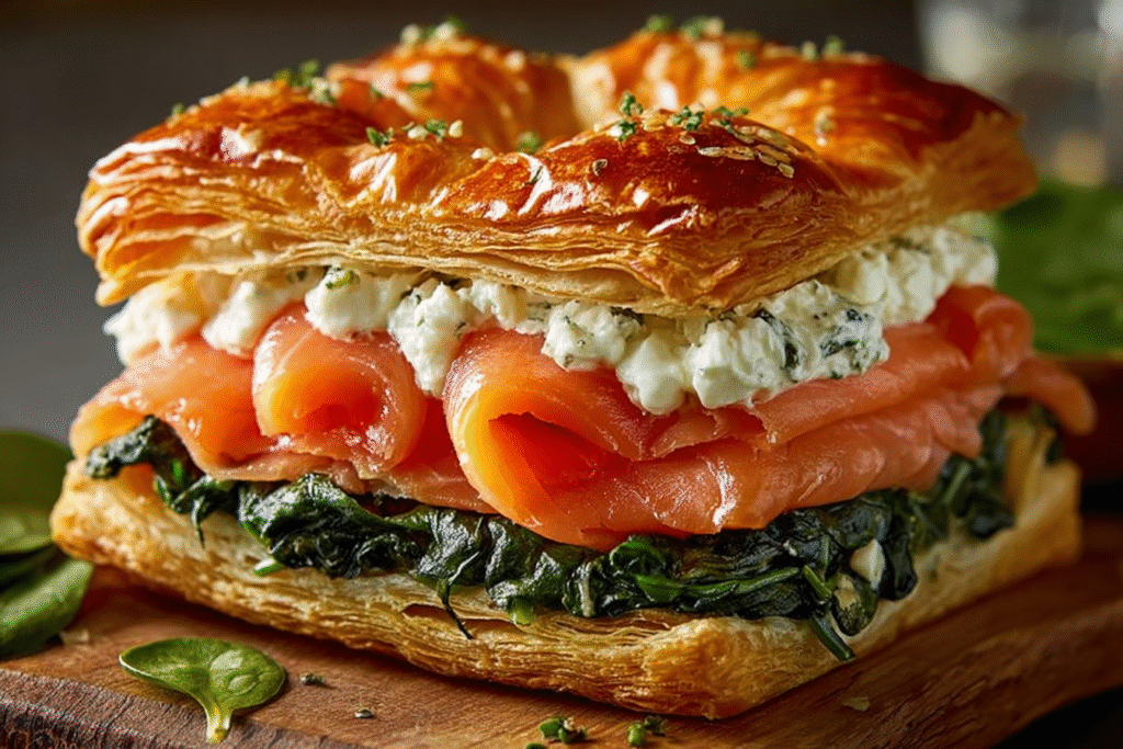 Smoked Salmon & Spinach Puff Pastry Sandwich
