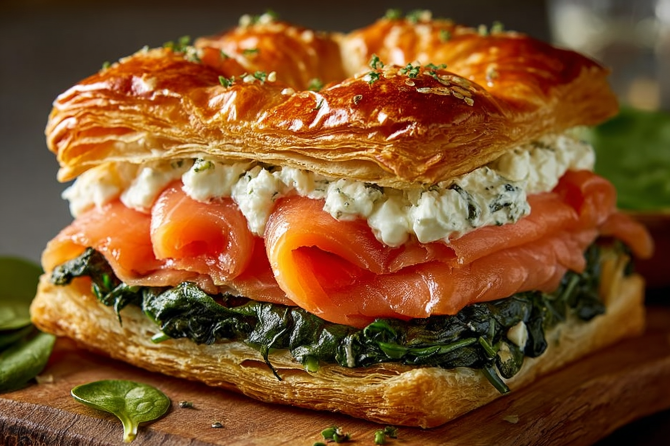 Smoked Salmon & Spinach Puff Pastry Sandwich