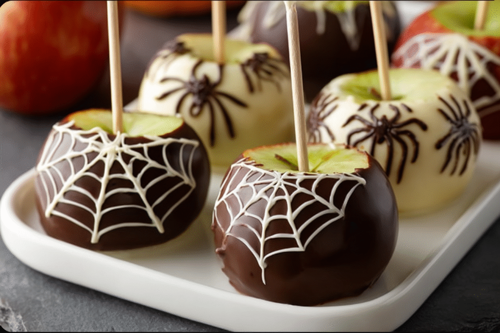 Spiderweb Chocolate Apple Slices 🍏🕸️