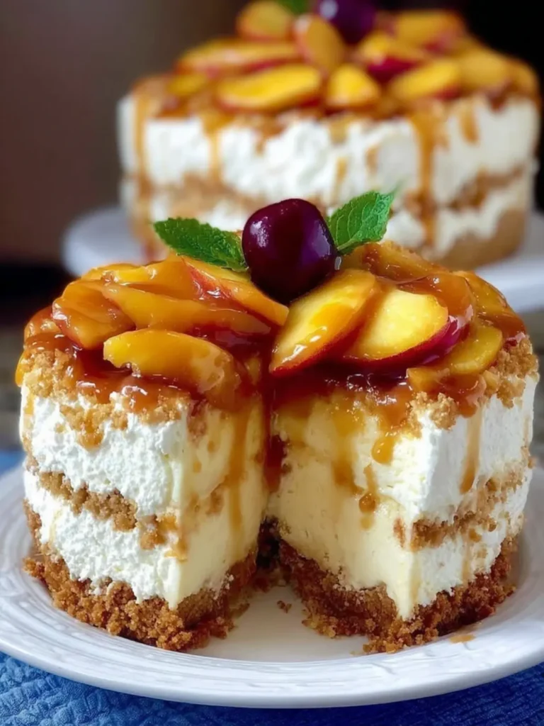 Decadent Peach Caramel Ice Cream Cake First Image