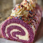Vibrant Purple Swiss Roll Cake First Image