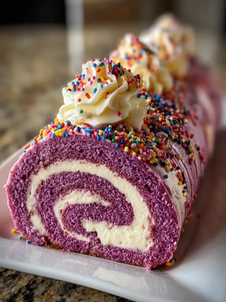 Vibrant Purple Swiss Roll Cake First Image