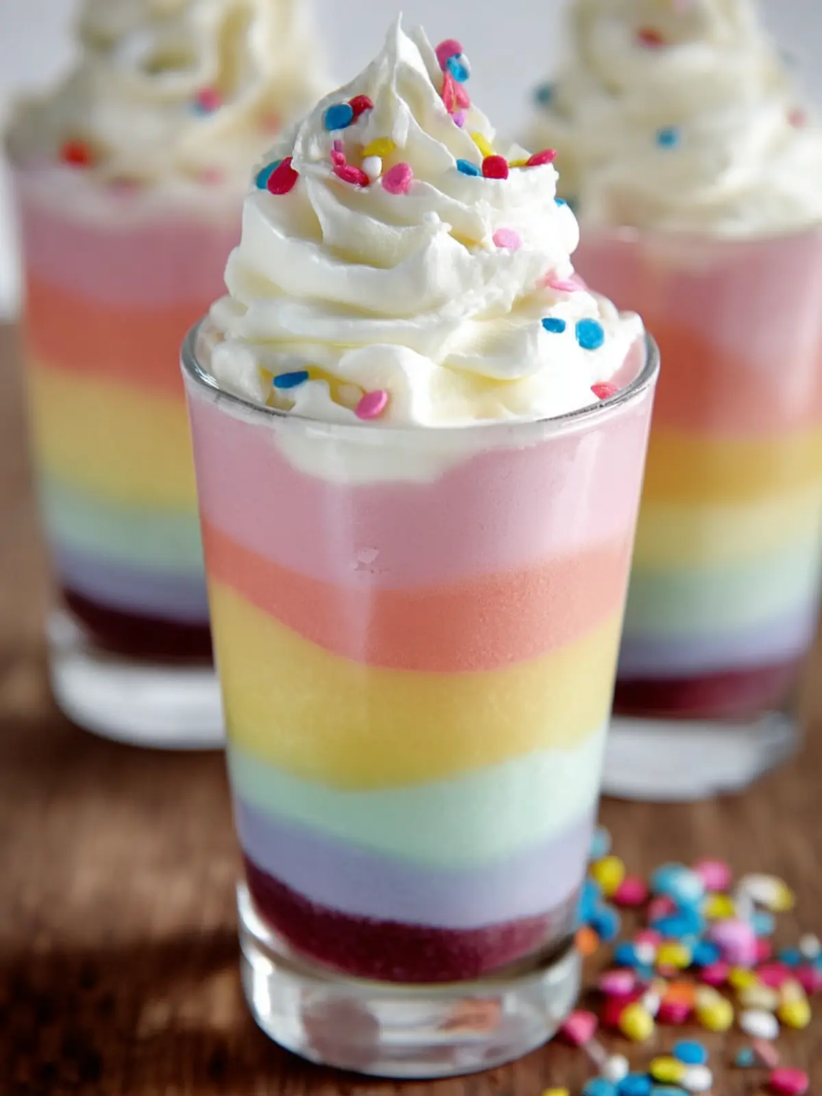 Colorful Layered Rainbow Pudding First Image