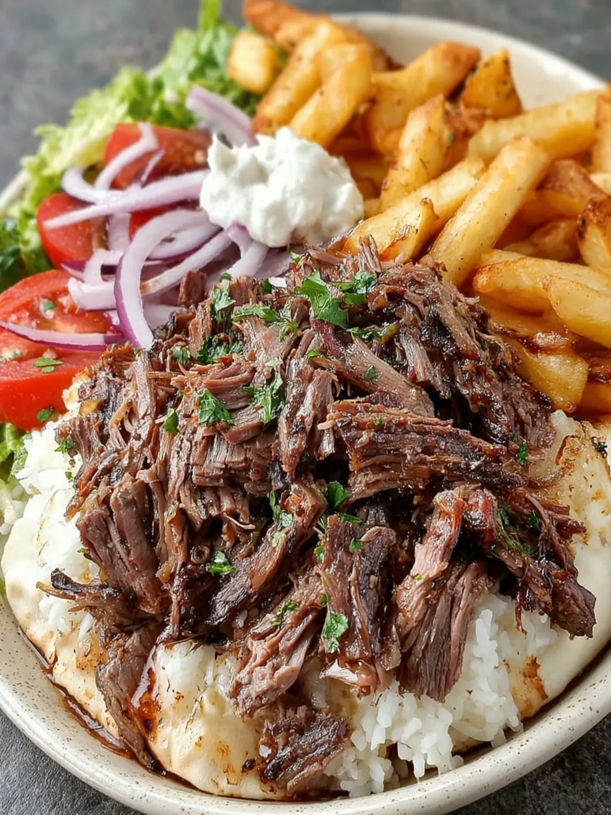 Slow-Cooked Lamb Shawarma Plate First Image