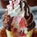 Chocolate Strawberry Swirl Cupcakes First Image