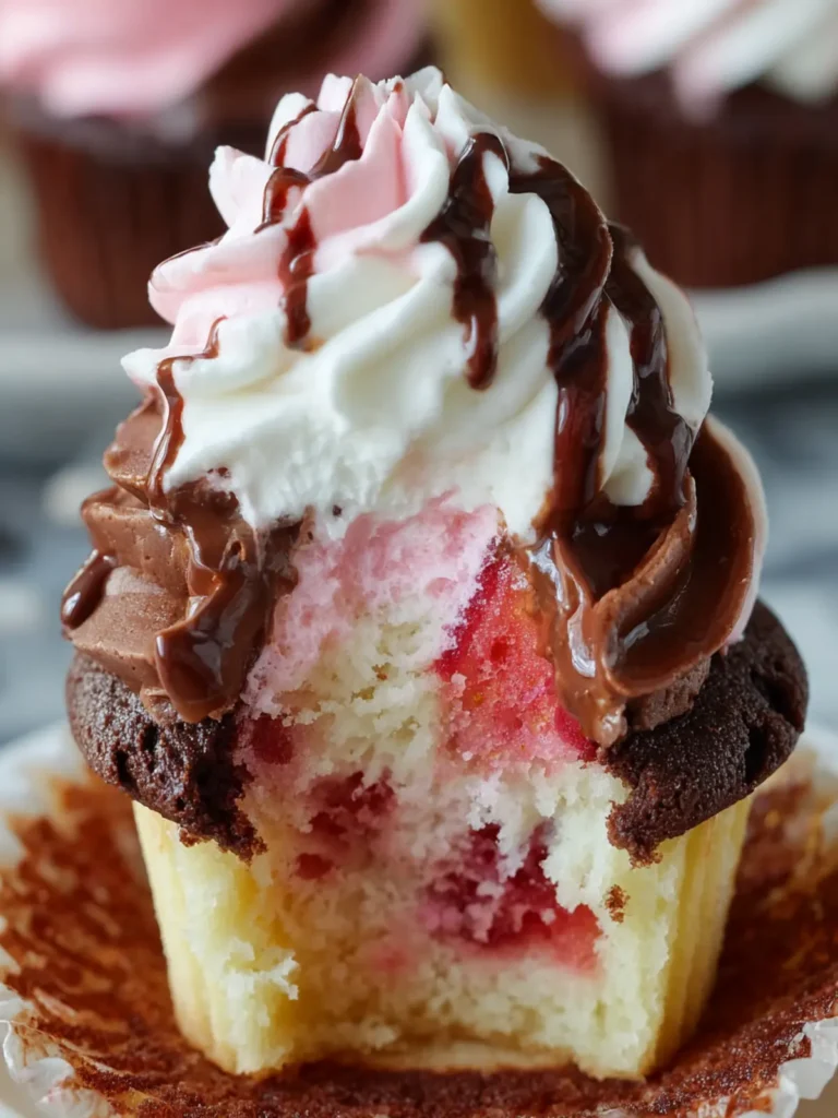 Chocolate Strawberry Swirl Cupcakes First Image