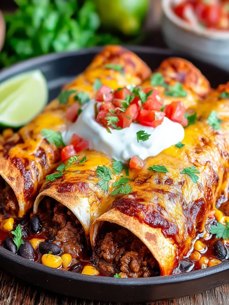 Flavorful Ground Beef Enchiladas with Black Beans & Corn First Image