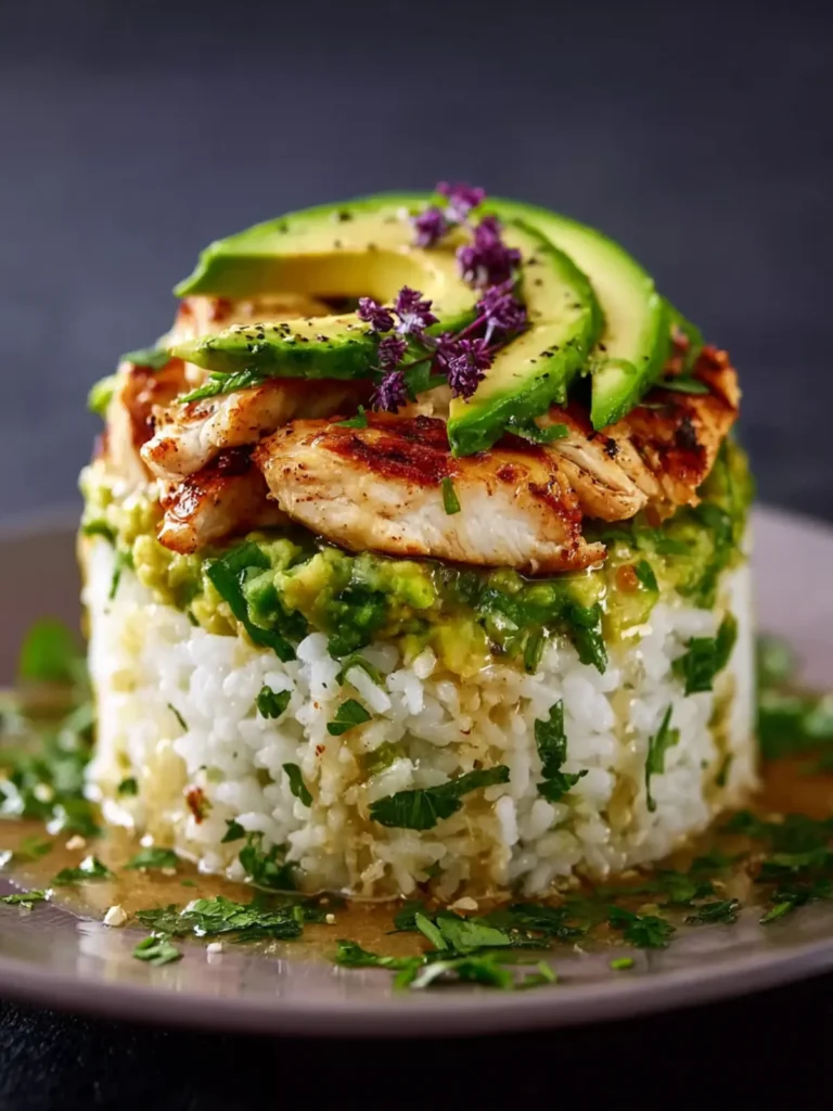 Honey Lime Chicken Avocado Rice Stack First Image