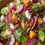Roasted Veggie Lentil Salad with Maple-Mustard Dressing First Image