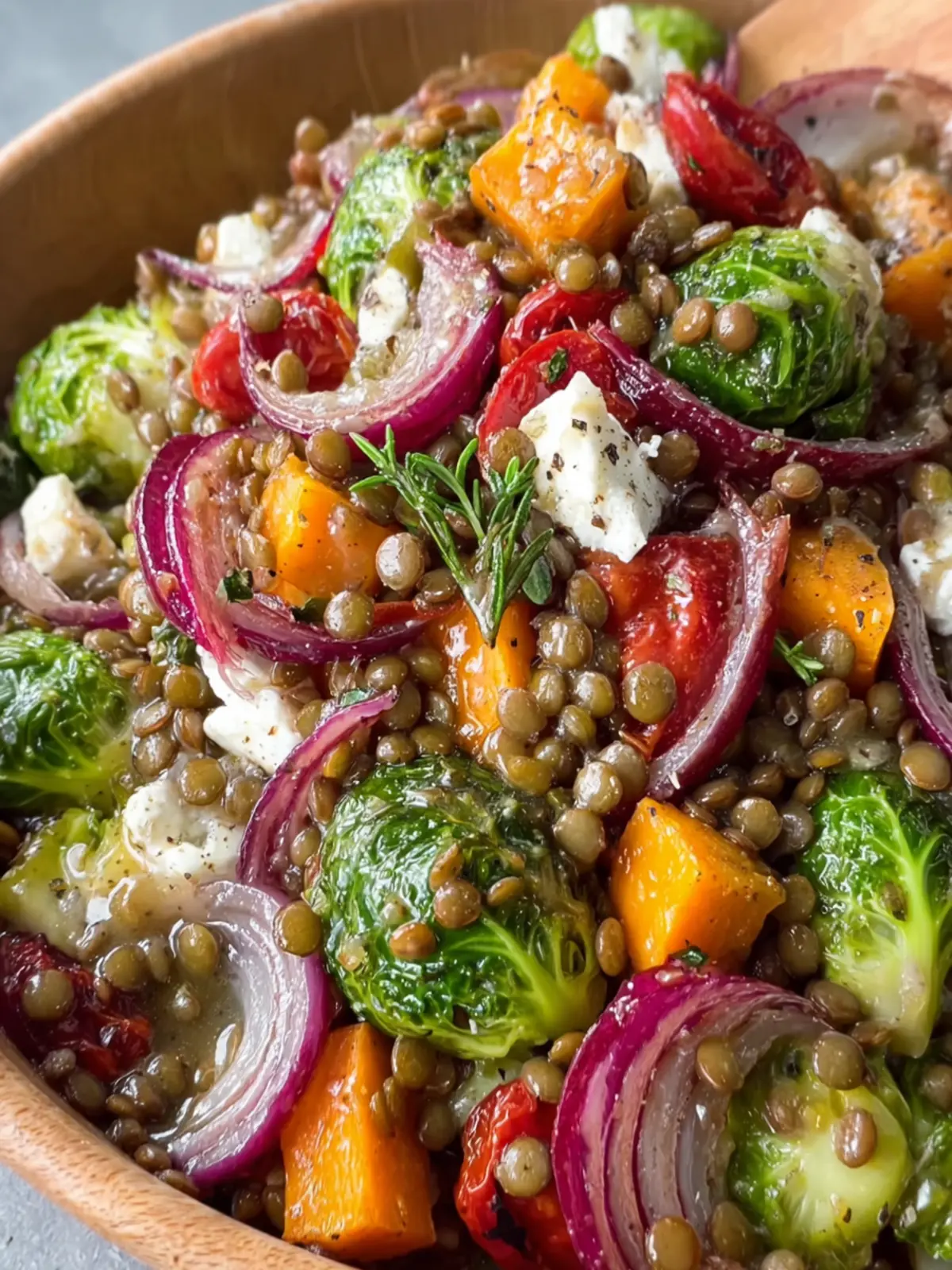 Roasted Veggie Lentil Salad with Maple-Mustard Dressing First Image