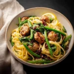 Chicken Sausage Pasta with Spinach, Lemon, and Green Beans First Image
