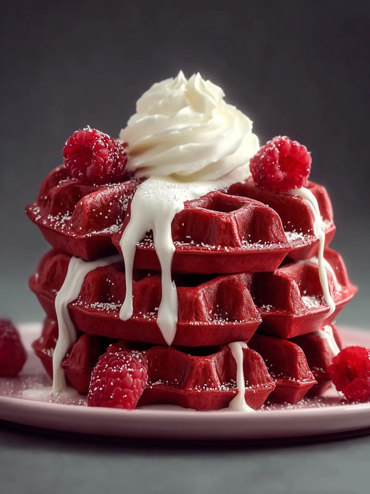 Red Velvet Waffles with Cream Cheese First Image