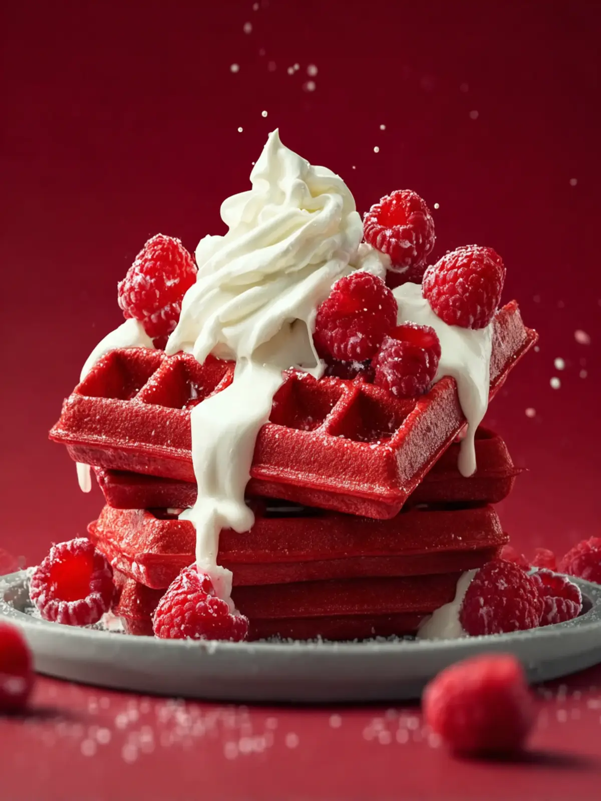 Red Velvet Waffles with Cream Cheese Third Image zikhdt