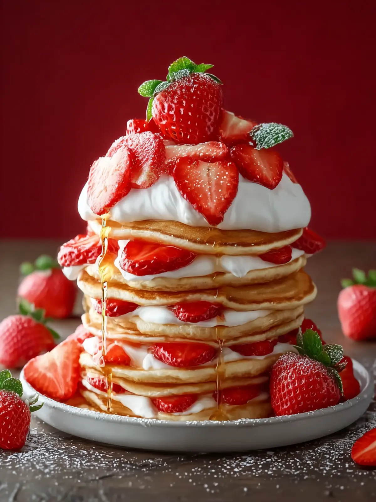 Strawberry Pancake Stack: Irresistibly Fluffy Breakfast Bliss 8 Strawberry Pancake Stack Fourth Image klohjh