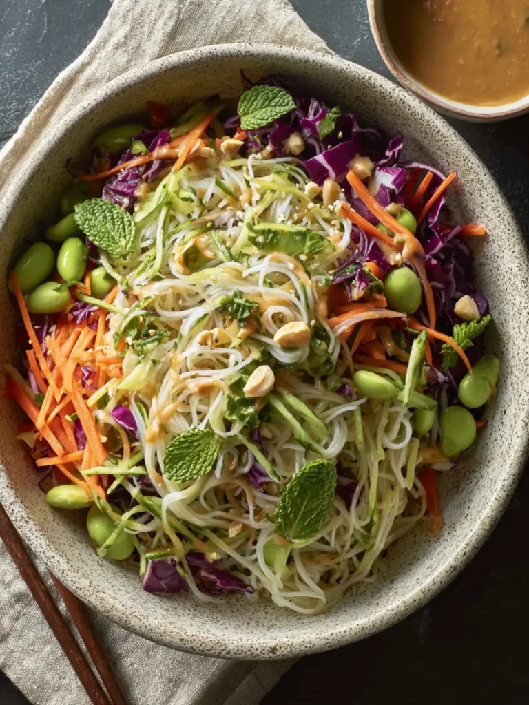 Fresh Spring Roll in a Bowl with Peanut Dressing First Image