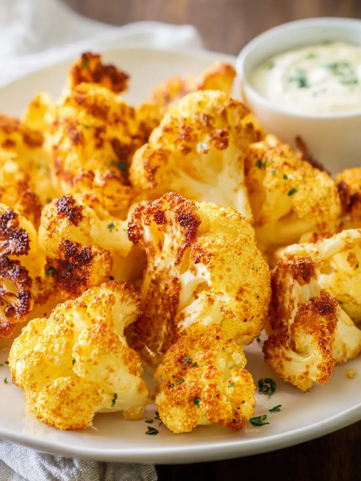 Roasted Cauliflower with Creamy Parmesan Dip (Easy & Crispy) First Image