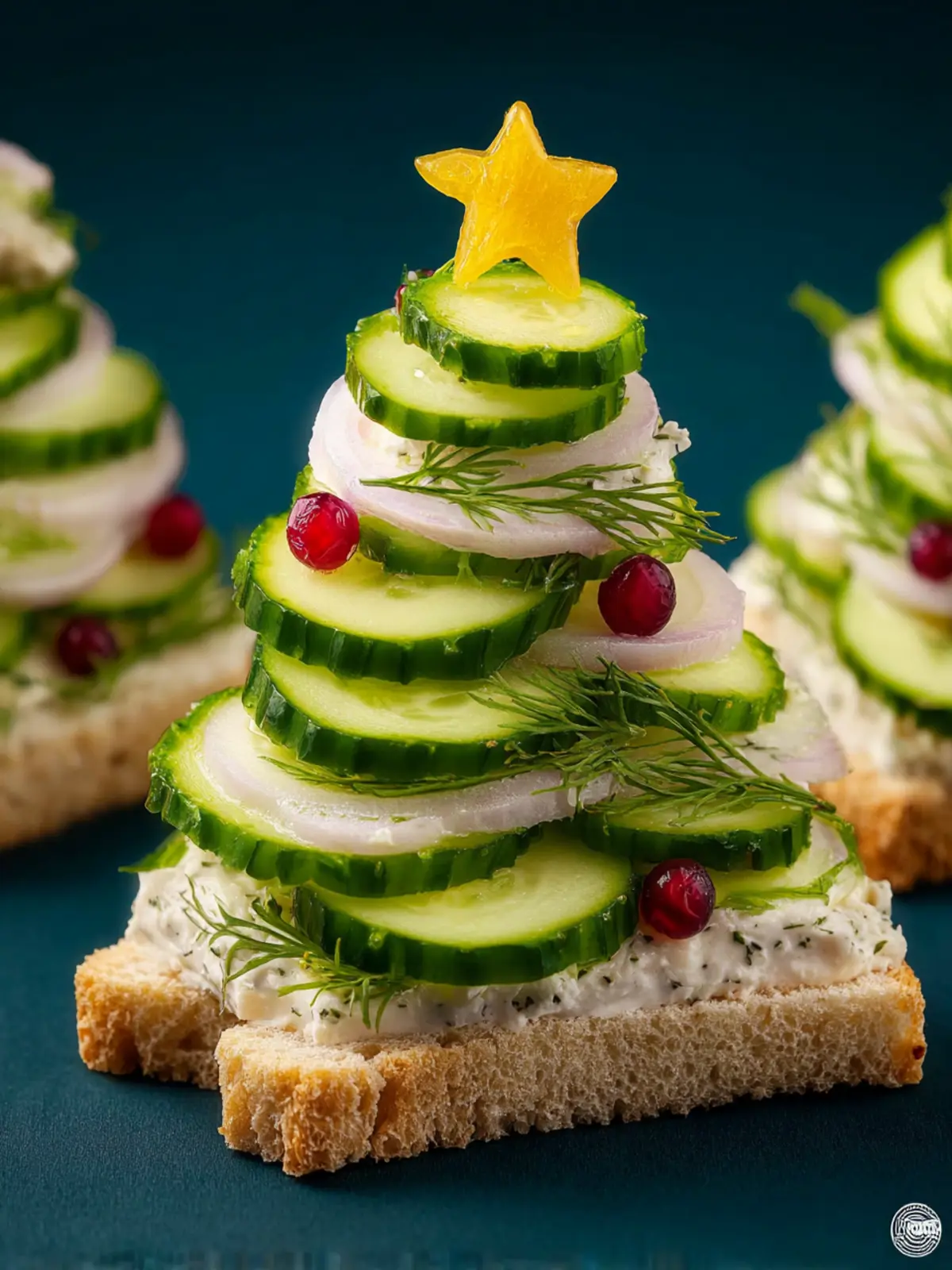 Christmas Tree Cucumber Sandwiches First Image