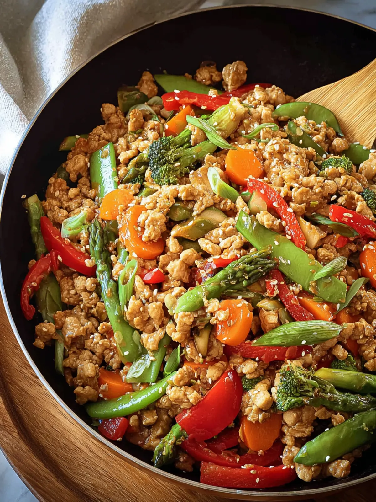 Easy Ground Chicken Stir Fry Recipe with Vegetables First Image