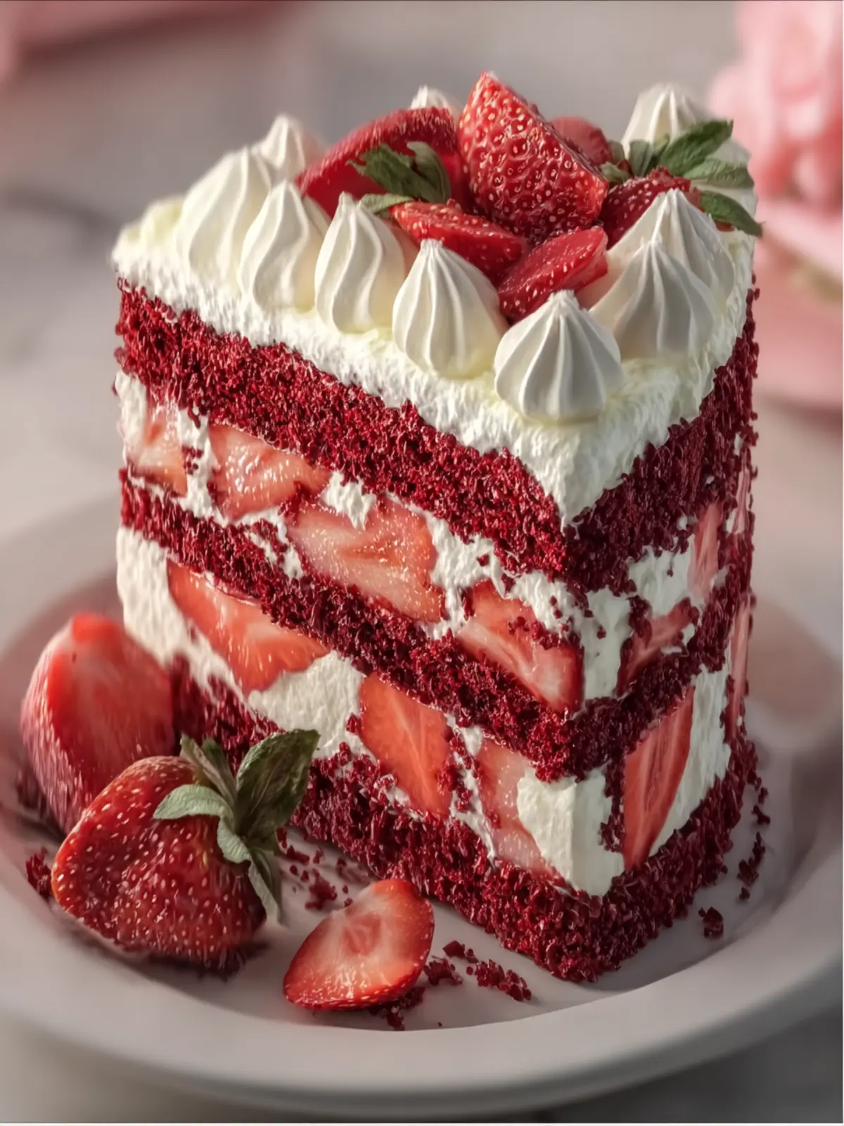 Strawberry Velvet Cake Soft Moist Creamy Strawberry Cake Recipe Fourth Image gndnwa