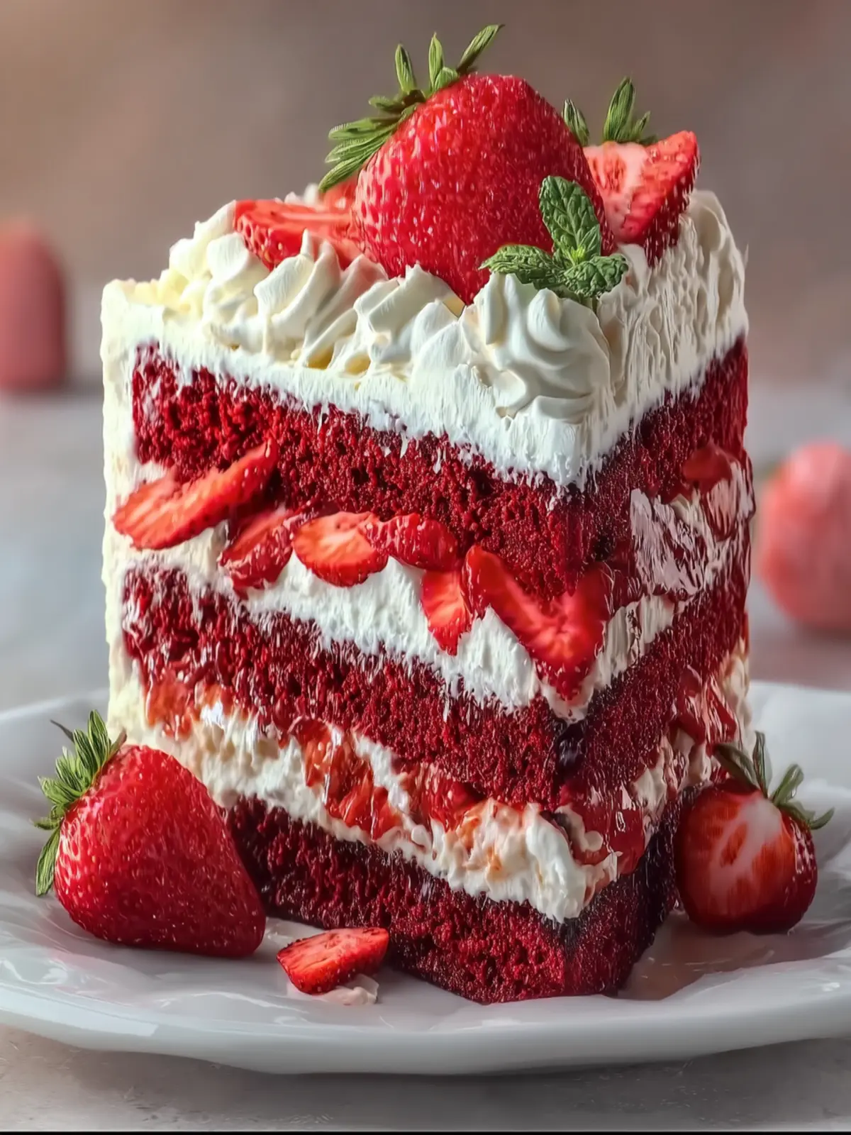 Strawberry Velvet Cake Soft Moist Creamy Strawberry Cake Recipe Second Image cjflki