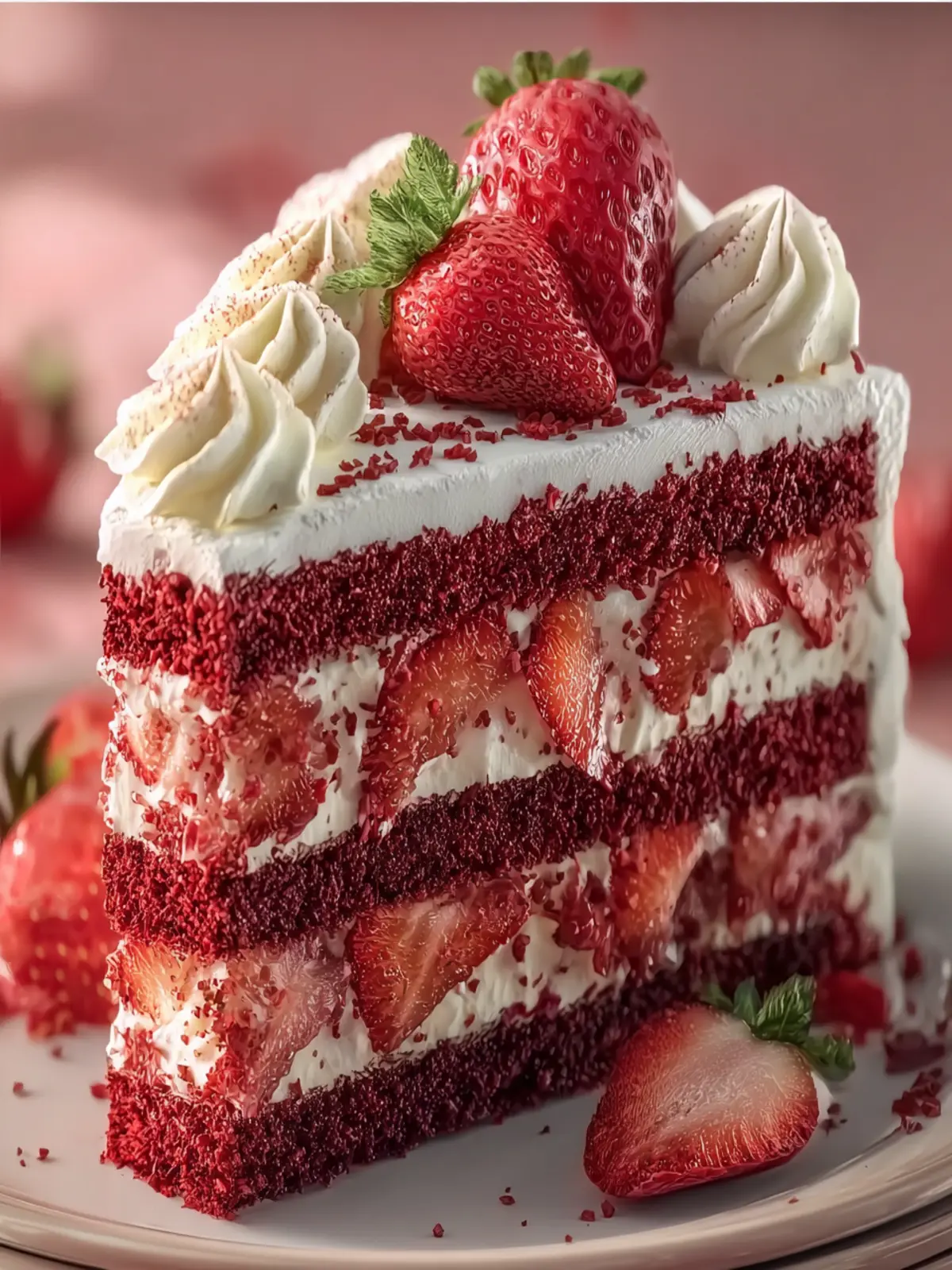 Strawberry Velvet Cake Soft Moist Creamy Strawberry Cake Recipe Third Image w2lkvr