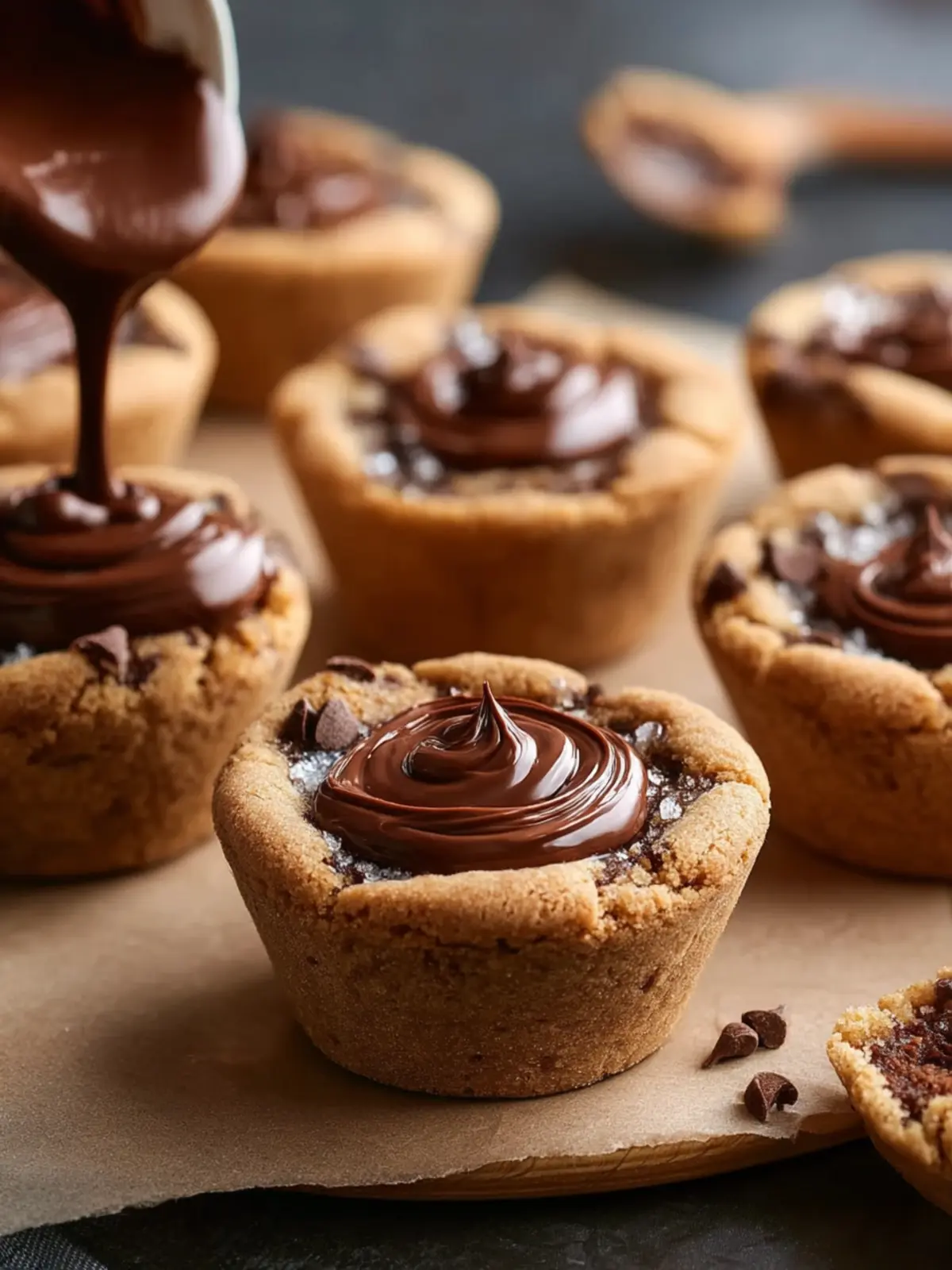 Easy Chocolate Chip Cookie Cups with Nutella Second Image dqdvjq