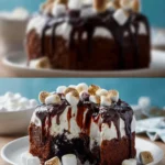 Easy Marshmallow Chocolate Poke Cake First Image